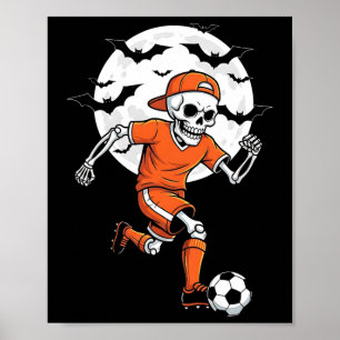 Poster Déguisement de soccer d'Halloween squelette drôle 
