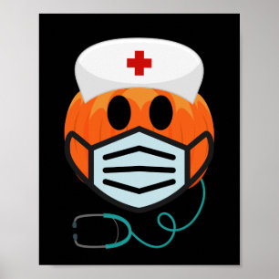 Poster Déguisement drôle et effrayant d'infirmière citrou