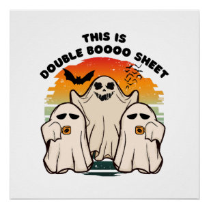 Poster Déguisement Halloween Fantôme Drôle Boo