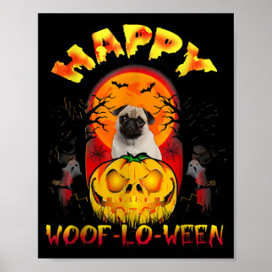 Poster Déguisement Halloween Hommes Femmes Pug Chien Drôl