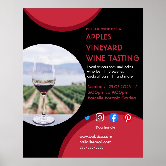 Poster dégustation de vin caritatif vigne boisson aliment (Devant)