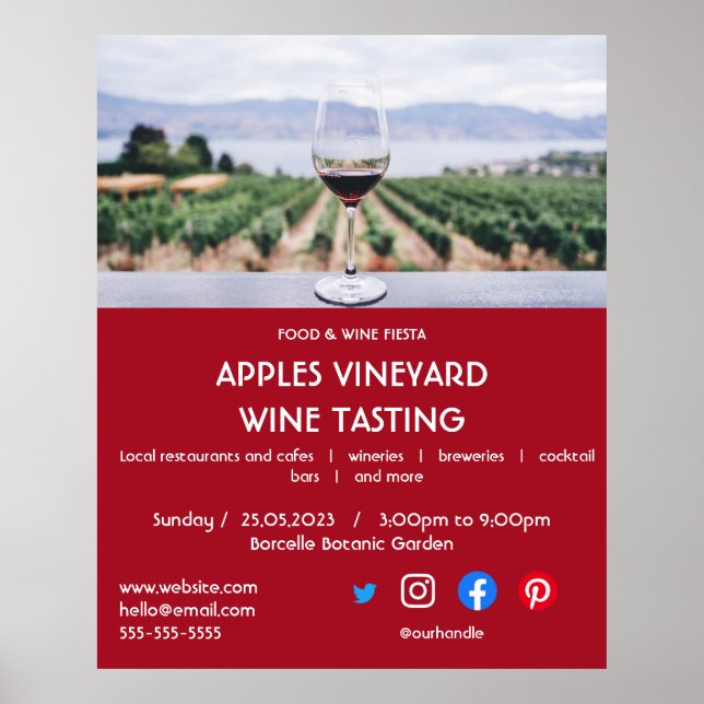 Poster dégustation de vin caritatif vigne boisson aliment (Devant)
