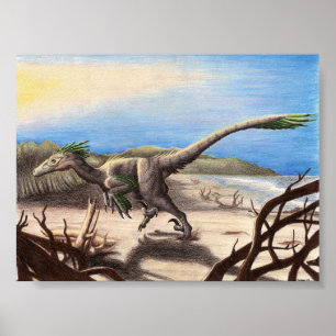 Poster Deinonychus sur la copie de plage