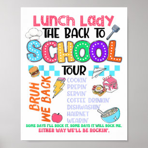 Poster Déjeuner Dame Retour À L'École Tour Cafétéria Équi