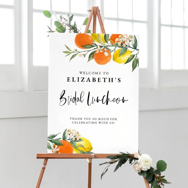 Poster Déjeuner de mariée d'été avec orange botanique et  (Créateur téléchargé)