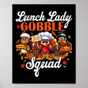 Poster Déjeuner Lady Gobble Squad Turquie Citrouille heur