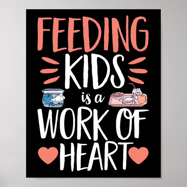 Poster Déjeuner Lady Nourrir Les Enfants Est Une Oeuvre D (Devant)