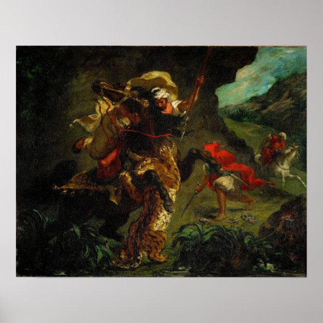 Poster Delacroix - Chasse au tigre 1854 (Devant)