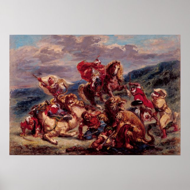 Poster Delacroix - Étude Sur La Chasse Lowen St Gallen (Devant)