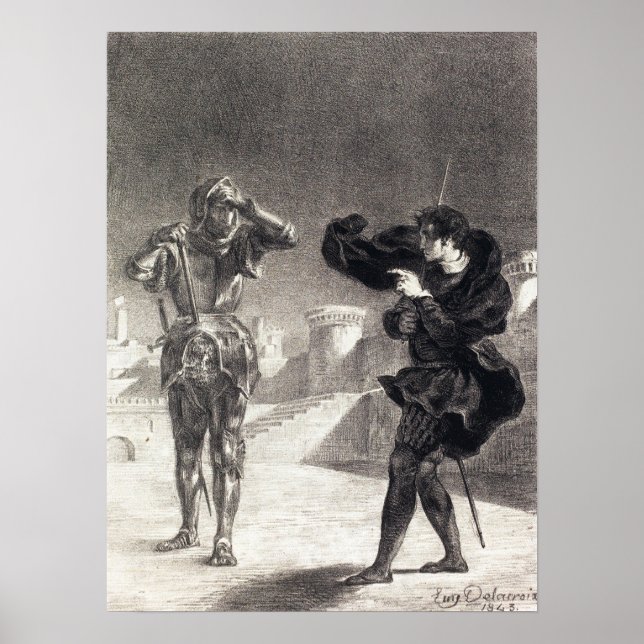 Poster Delacroix - Le Fantôme Sur La Terrasse (Acte I Scè (Devant)