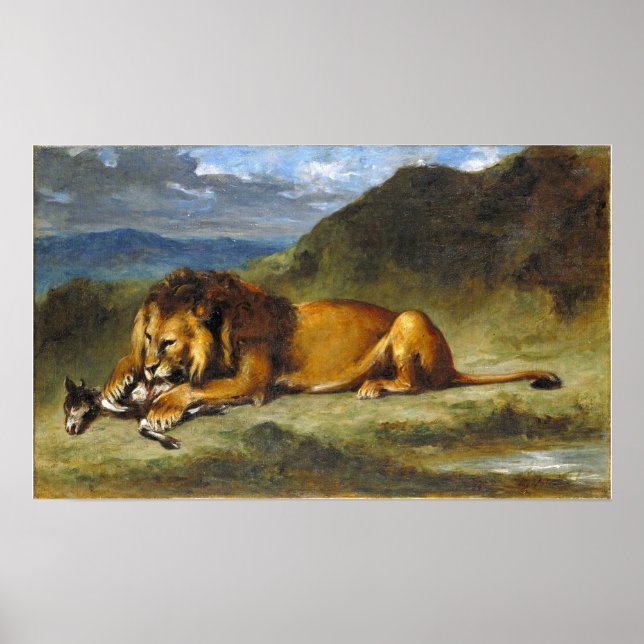Poster Delacroix - Lion Dévorant Une Chèvre (Devant)
