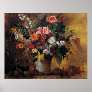 Poster Delacroix - Nature morte de fleurs