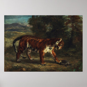 Poster Delacroix - Tigre Jouant Avec Une Tortue