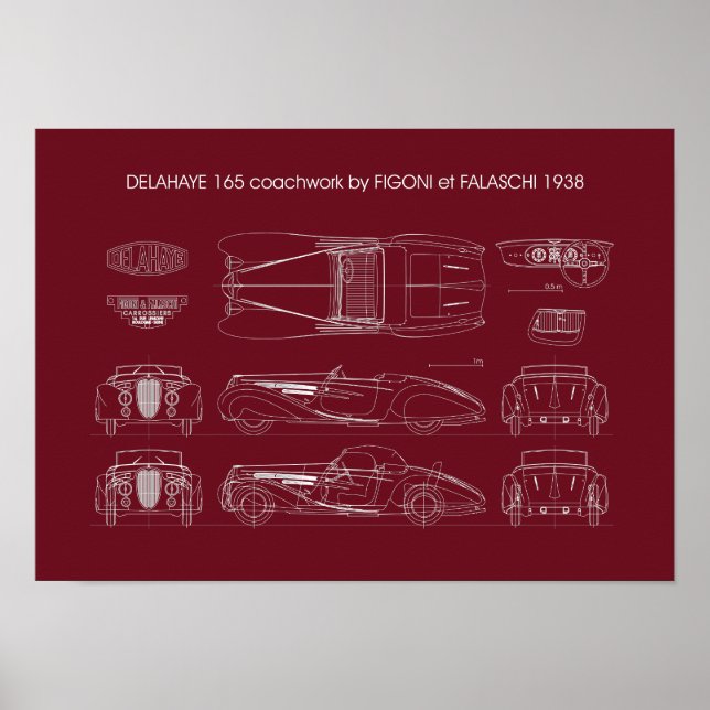 Poster Delahaye 165 Figoni et Falaschi (Devant)