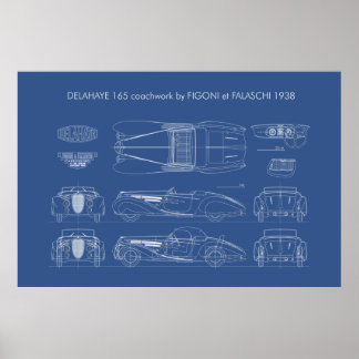 Poster Delahaye 165 Figoni et Falaschi Plan directeur
