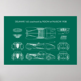 Poster Delahaye 165 Figoni et Falaschi Plan directeur