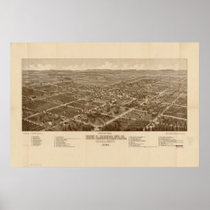 Poster DeLand Floride 1884 Antique carte panoramique
