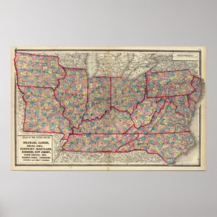 Poster Delaware, Illinois, Indiana, and Iowa