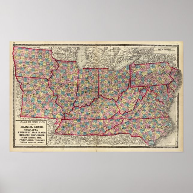 Poster Delaware, Illinois, Indiana et Iowa (Devant)