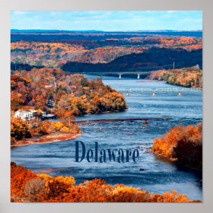 Poster Delaware River Fall Leaves