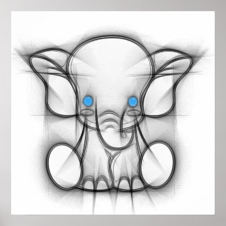 Poster d'éléphant aux yeux bleus mignons
