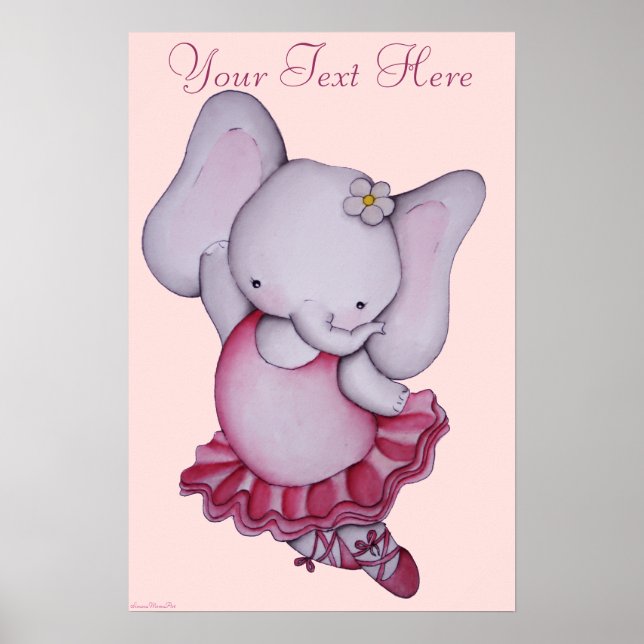 Poster d'éléphant Little Ballerina pour enfants (Devant)