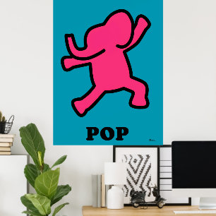 Poster d'éléphant Pop Art - Dancing Pink sur Turqu