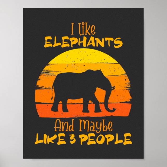 Poster d'éléphant, Poster d'éléphant mignon, Vinta (Devant)
