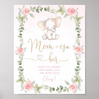 Poster d'éléphant rose fleuri maman-osa bar