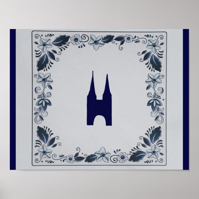 Poster Delft blue tile Eastern Gate dans Delft (Devant)