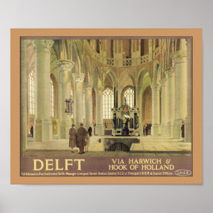 Poster Delft - via Harwich & Hook de Hollande