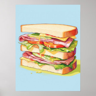 Poster Déli de sandwich empilé