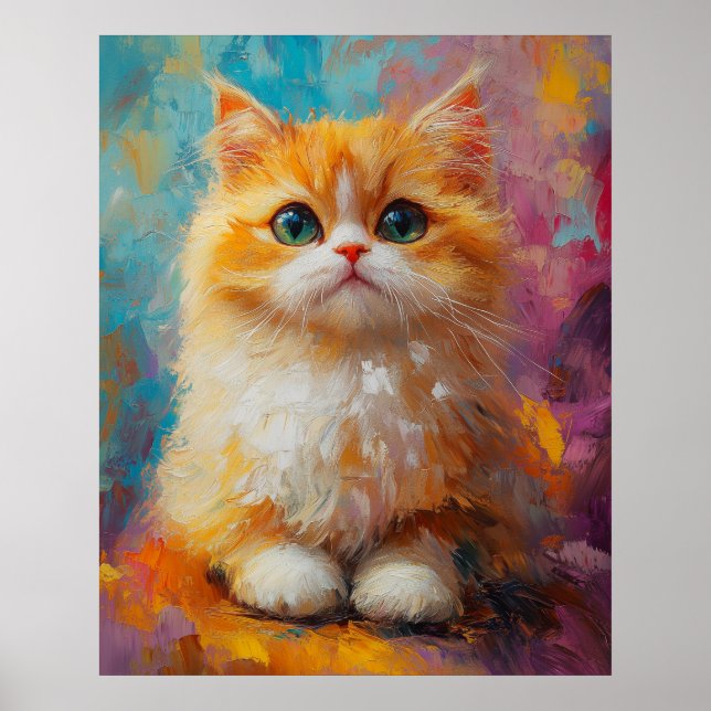 Poster Delicate Persian Kitten — Cute Pastel Art Print (Devant)