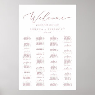 Poster Delicate Rose Gold Alphabetical Seating Chart