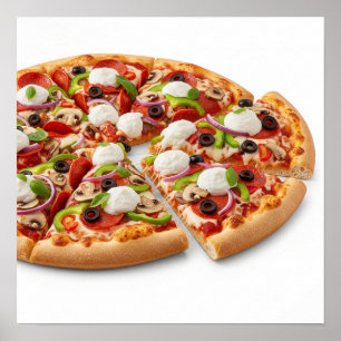 Poster Délicieuse pizza avec Toppings