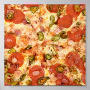 Poster délicieuse pizza entière pepperoni dallage