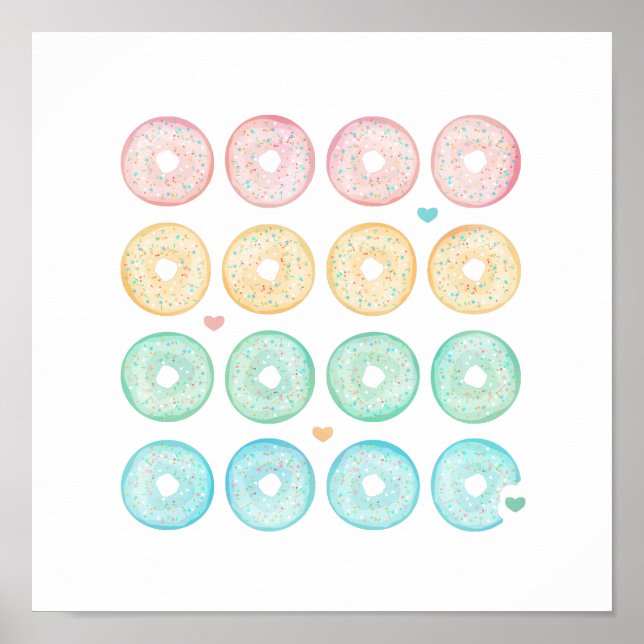 Poster Délicieux Donuts au Pastel (Devant)