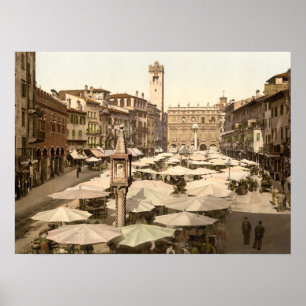 Poster Delle Erbe, Vérone, Italie de Piazzi