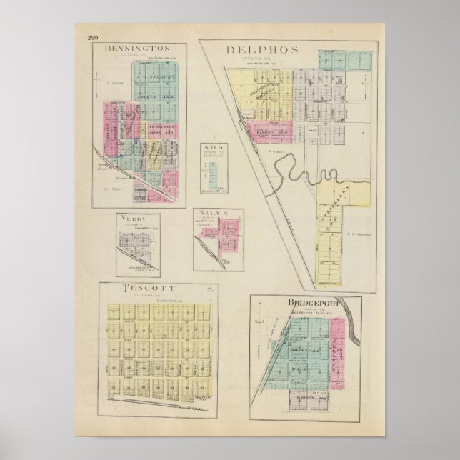 Poster Delphos, Bennington, Ada, Verdi, Niles, Kansas (Devant)