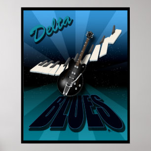 Poster Delta Blues Guitare et clavier Starburst