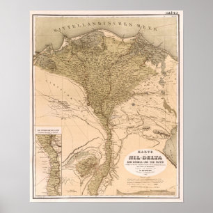 Poster Delta du Nil vintage 1859