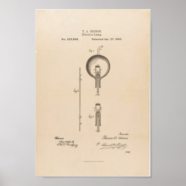 Poster Demande de brevet d'ampoule légère de Thomas Ediso (Devant)
