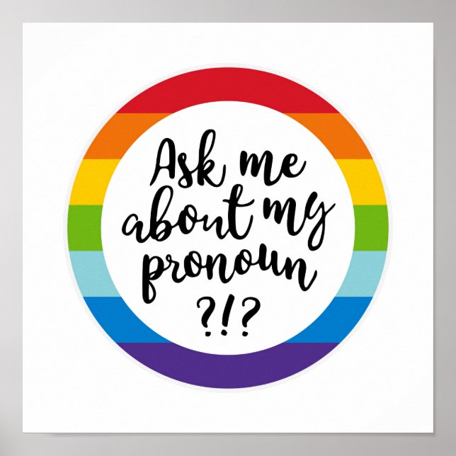 Poster Demandez-Moi À Propos De Mon Pronoun ? (Devant)