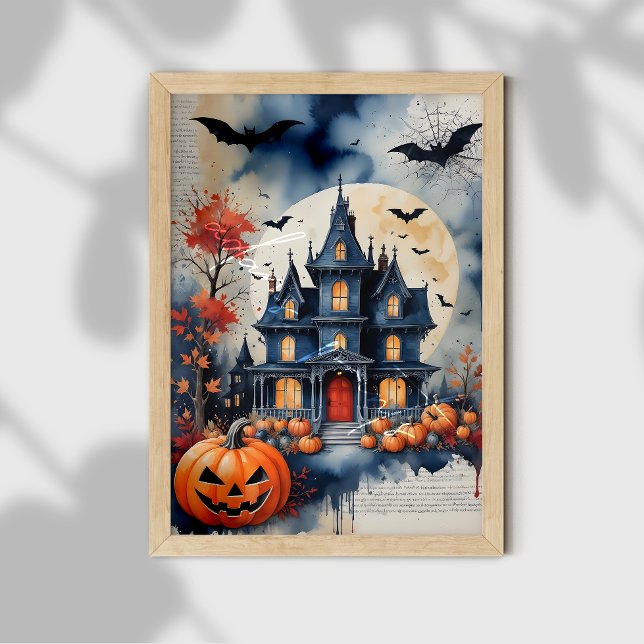 Poster Demeure hantée Halloween la nuit d'Halloween (Créateur téléchargé)