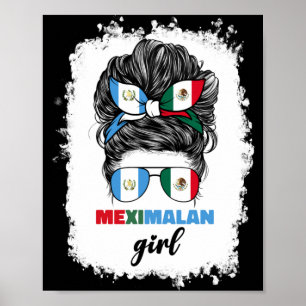 Poster Demi Mexicain Et Guatémaltèque Drapeau Mexique Gua
