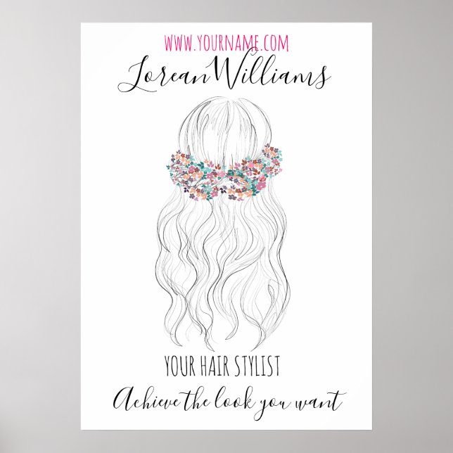 Poster Demi-queue de cheval poil floral Hairstyling marqu (Devant)