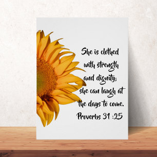 Poster Demi-tournesol Proverbes 31:25 Bible Verse Personn