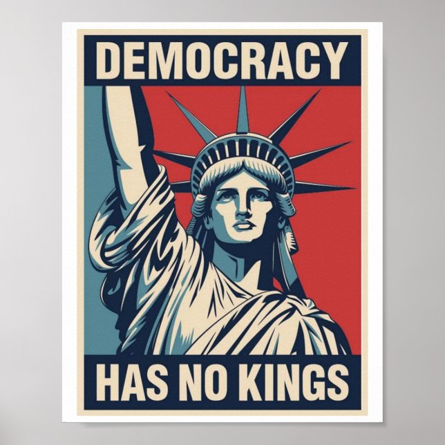 Poster Democracy Has No Kings Protest Sign: Statue of Lib (Devant)