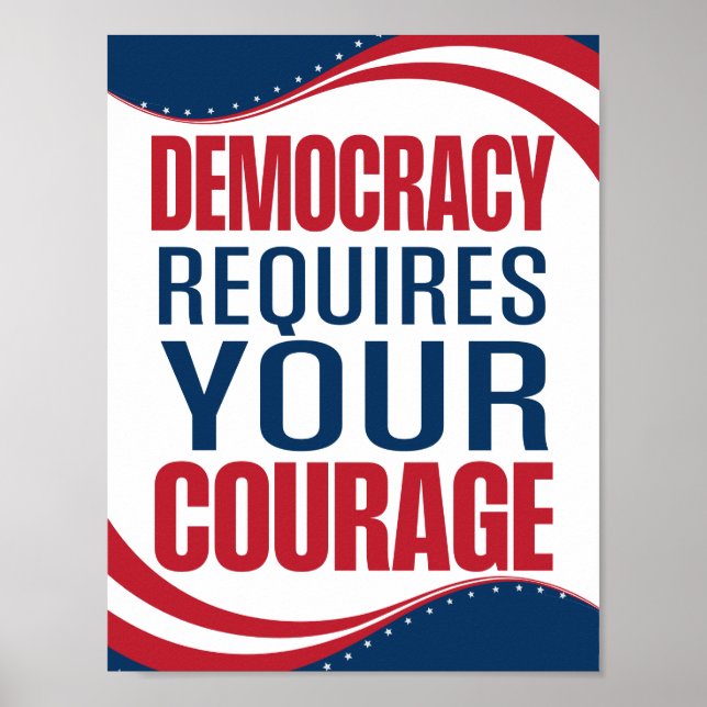 Poster Democracy Requires Courage | Flag | (Devant)