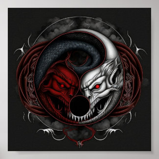 Poster Demon Wolf Yin Yang Graphic